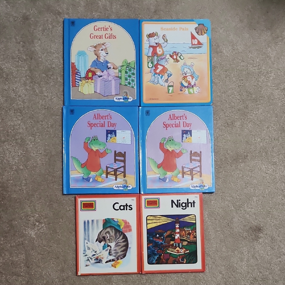 Vintage Children's Books Including 2 Wonder Starters, 3 Alpha Pets, Seaside Pals